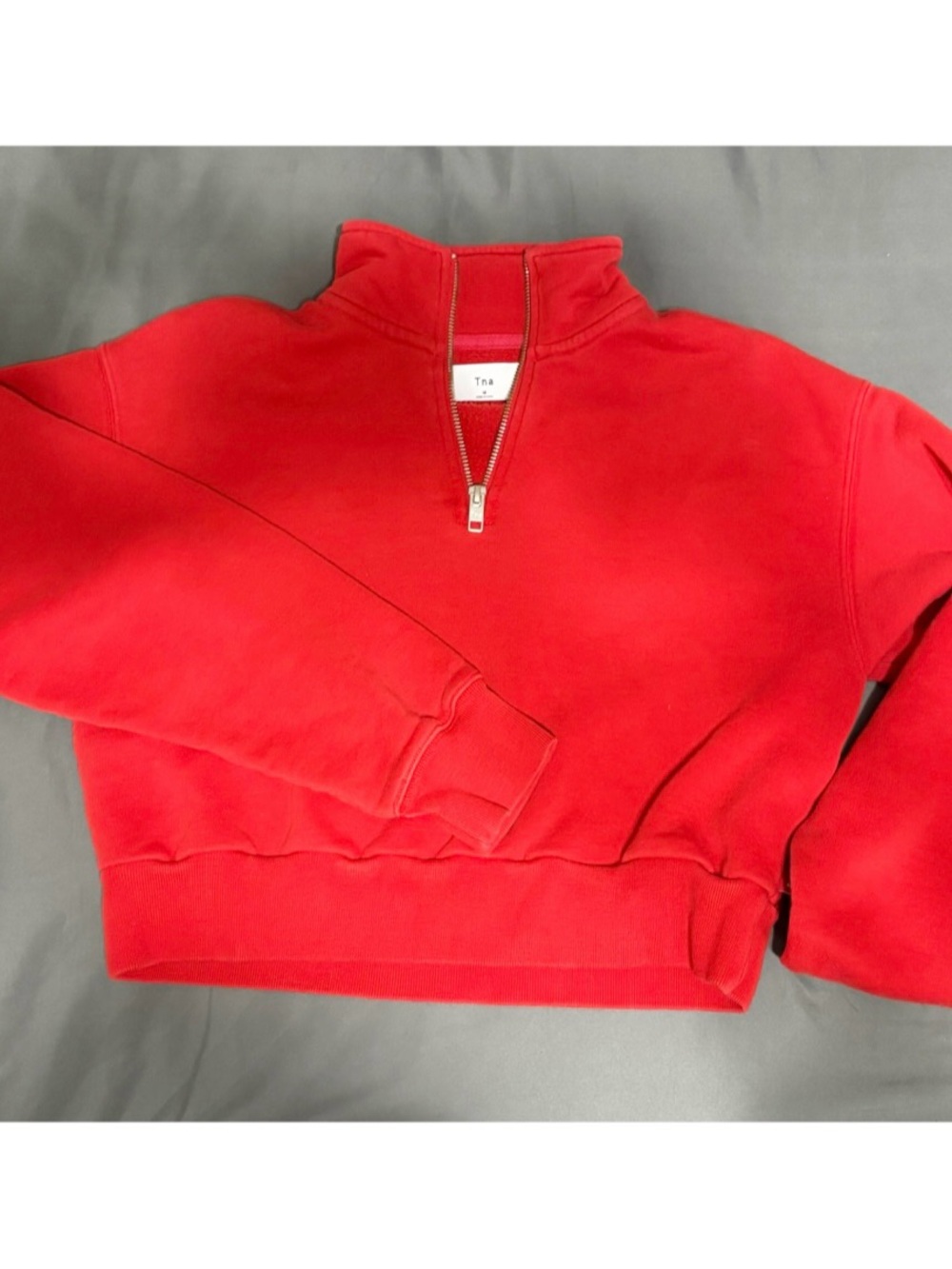 TNA Red Half-Zip Turtleneck Sweatshirt